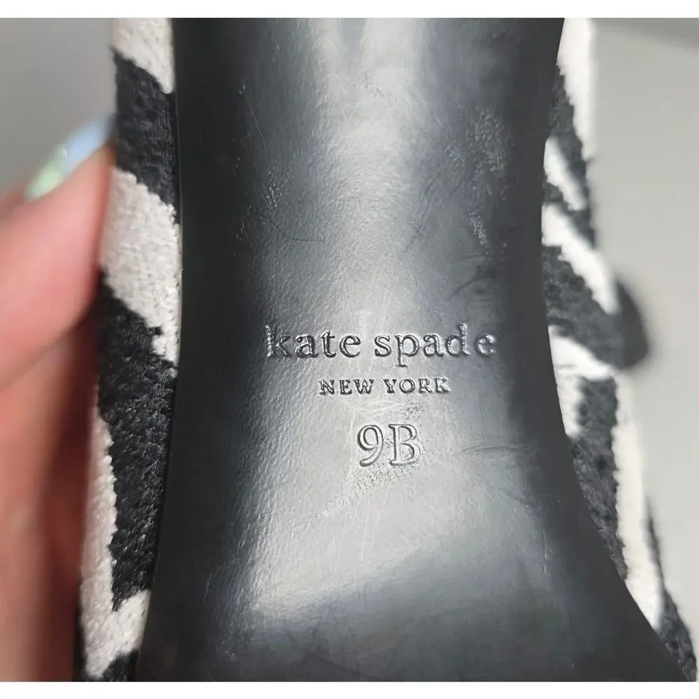 Kate Spade New York Marabou Zebra Tweed Pumps Womens 9 Designer Heels Statement - Picture 8 of 8